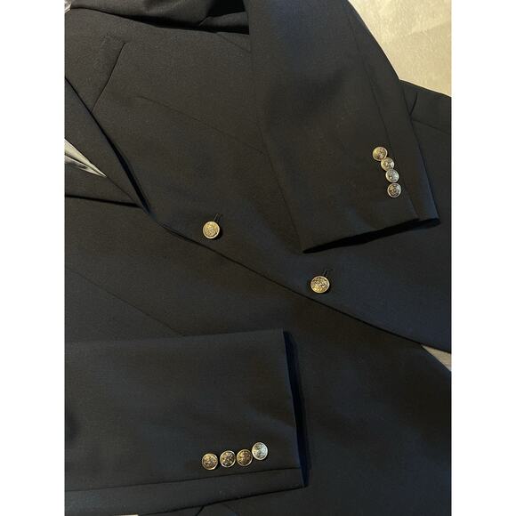 Wilke Rodriguez Mens 42XL Navy Blue Antique Gold Tone Buttons Blazer Jacket - Picture 6 of 16